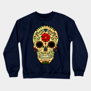 Skull with red flower Crewneck Sweatshirt